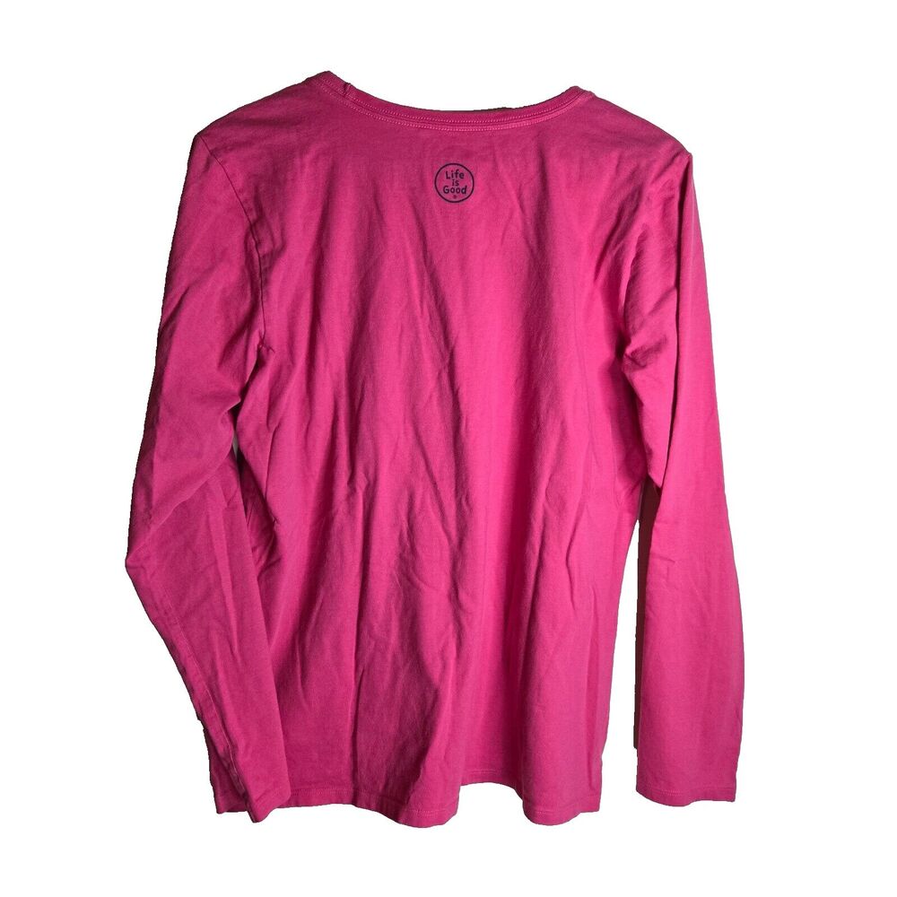 Life is Good Long Sleeve Crusher Tee Pink Floral Womens Large - Picture 5 of 7